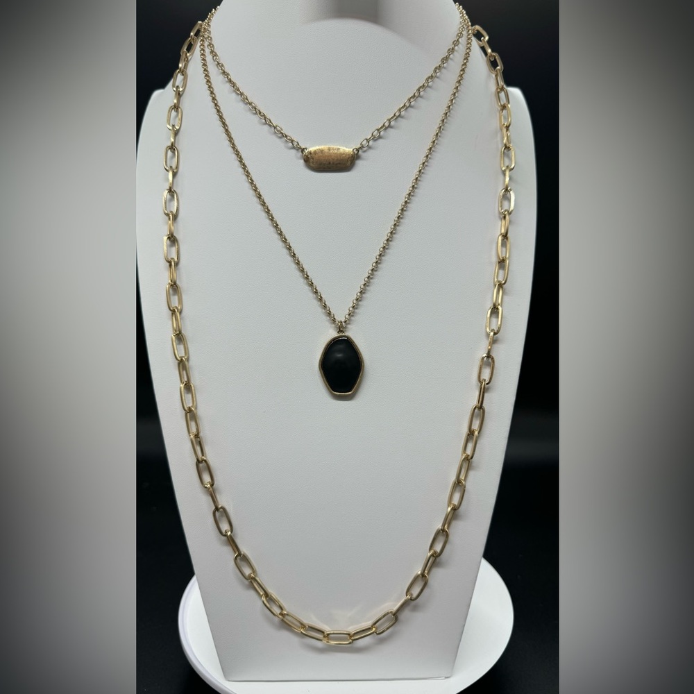 The Sak Stunning Gold Tone  Multilayer Long Necklace